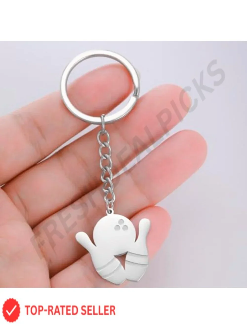 Bowling Ball Keychain Stainless Steel Purse Charm Bag Accessory Sports Party